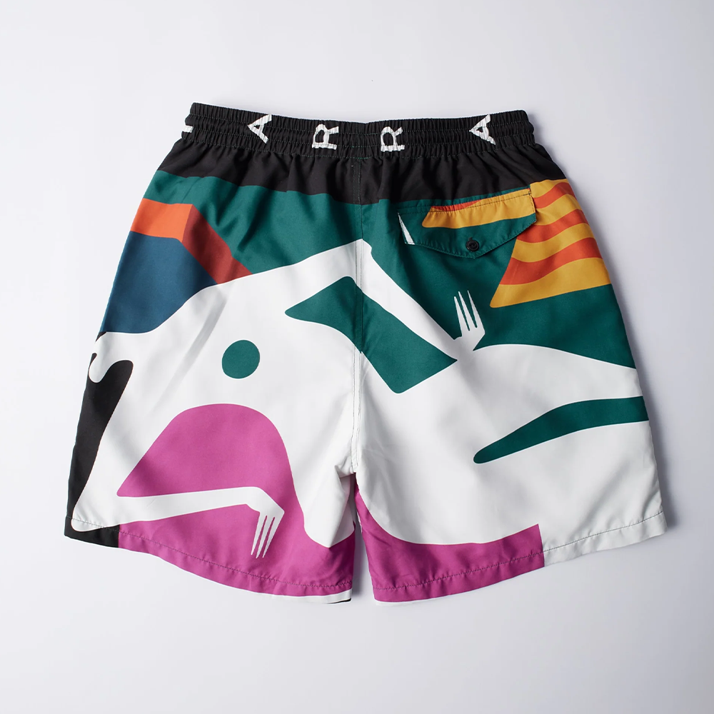 By Parra Beached In White Swim Shorts - Multi