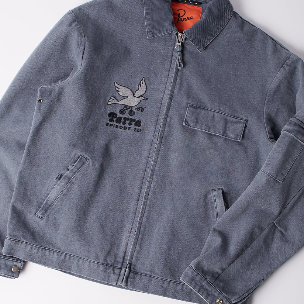 By Parra Twilled Bird Wheel Jacket - Washed Blue