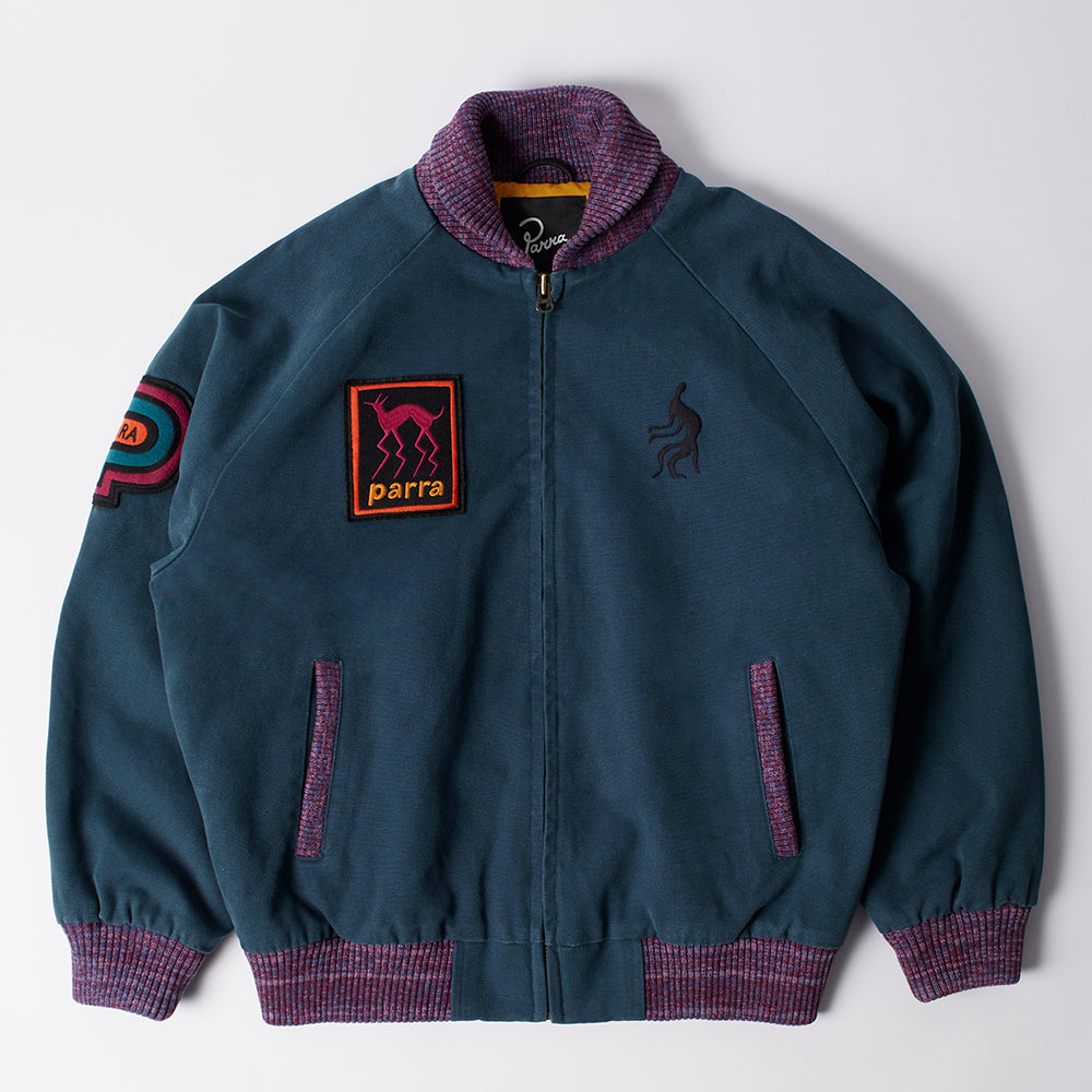 By Parra Skull Stalker Varsity Jacket - Washed Blue