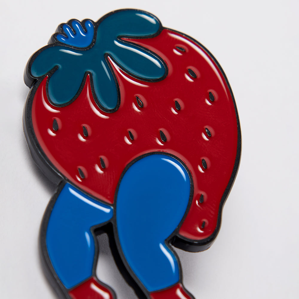 By Parra Stupid Strawberry Enamel Pin - Red