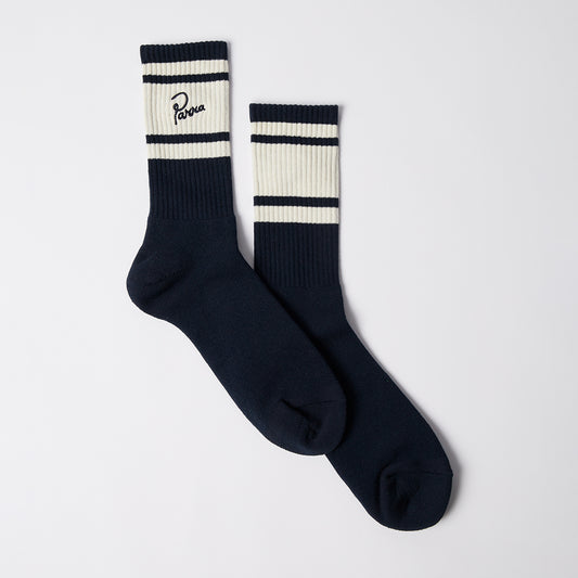 By Parra Signature Striped Crew Sock - Navy Blue