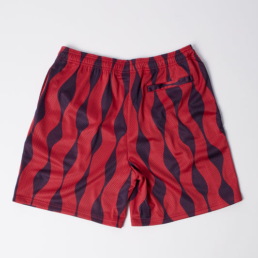 By Parra Waved Mesh Shorts - Red