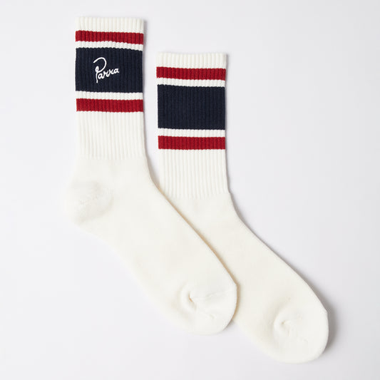 By Parra Signature Striped Crew Socks - White