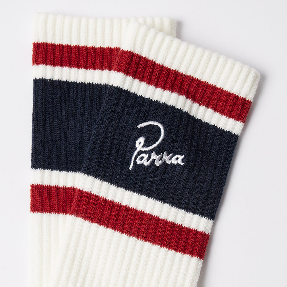 By Parra Signature Striped Crew Socks - White