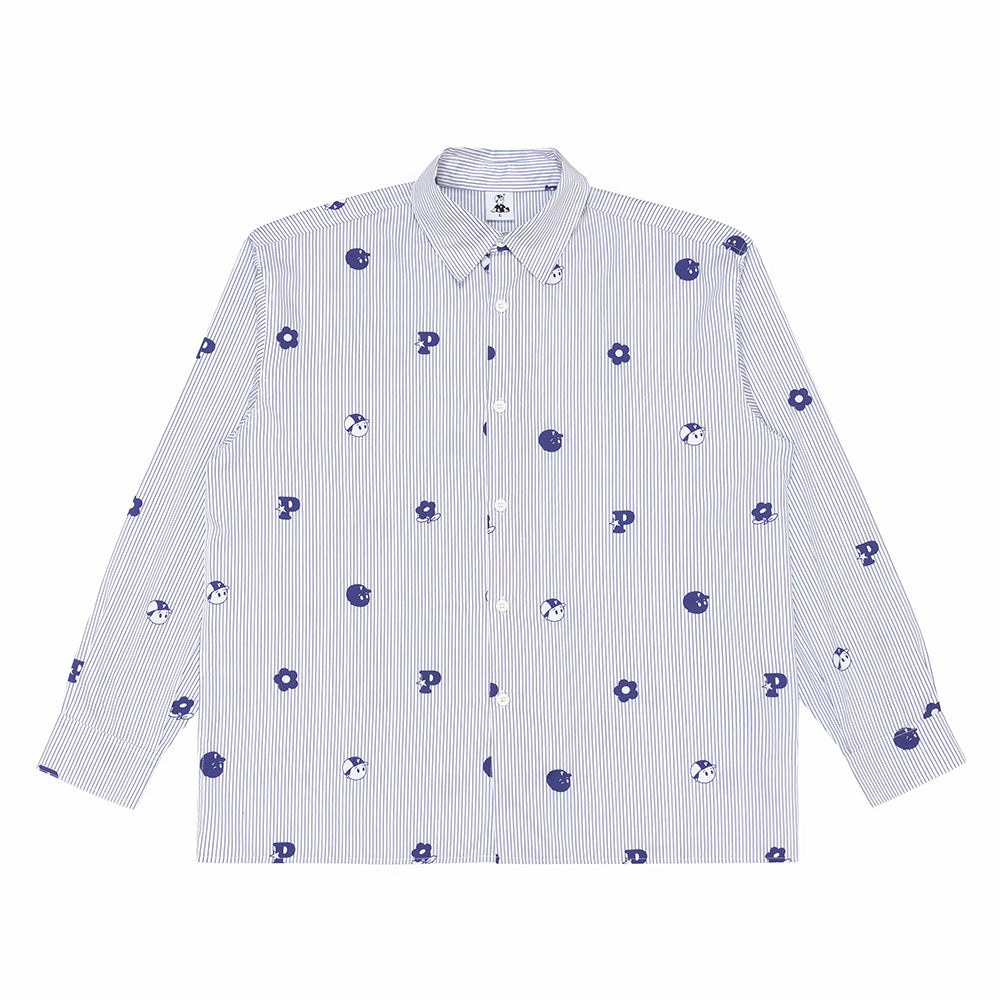 PAWA Monogram Stripe Shirt - White Blue