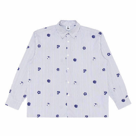 PAWA Monogram Stripe Shirt - White Blue