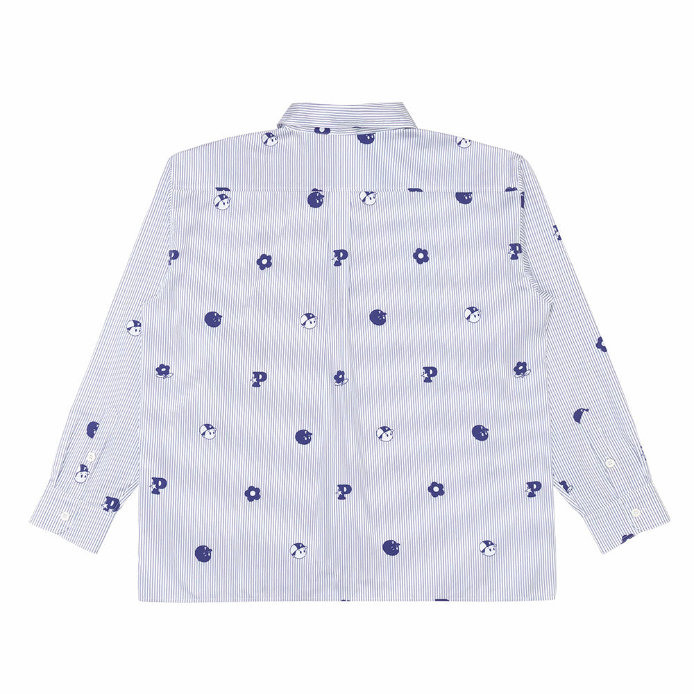 PAWA Monogram Stripe Shirt - White Blue