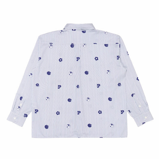 PAWA Monogram Stripe Shirt - White Blue