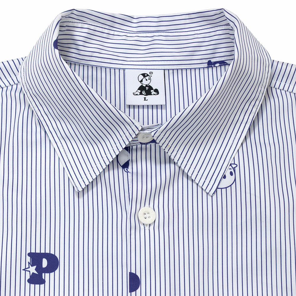 PAWA Monogram Stripe Shirt - White Blue