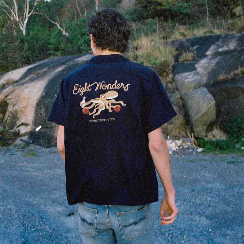 Nudie Jeans Arthur Bowling Shirt 8 Wonders - Navy