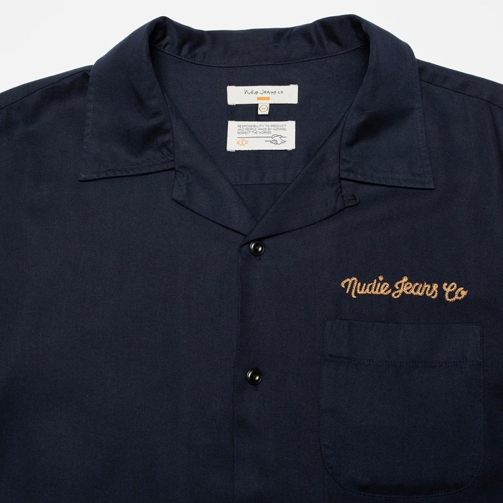 Nudie Jeans Arthur Bowling Shirt 8 Wonders - Navy