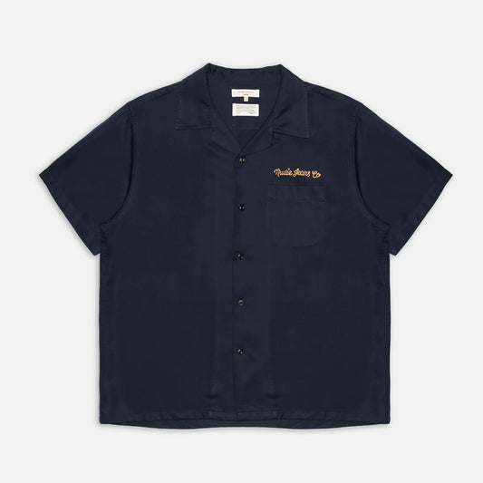 Nudie Jeans Arthur Bowling Shirt 8 Wonders - Navy