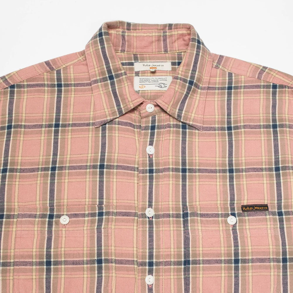 Nudie Jeans Julian Worker Checked Shirt - Pink