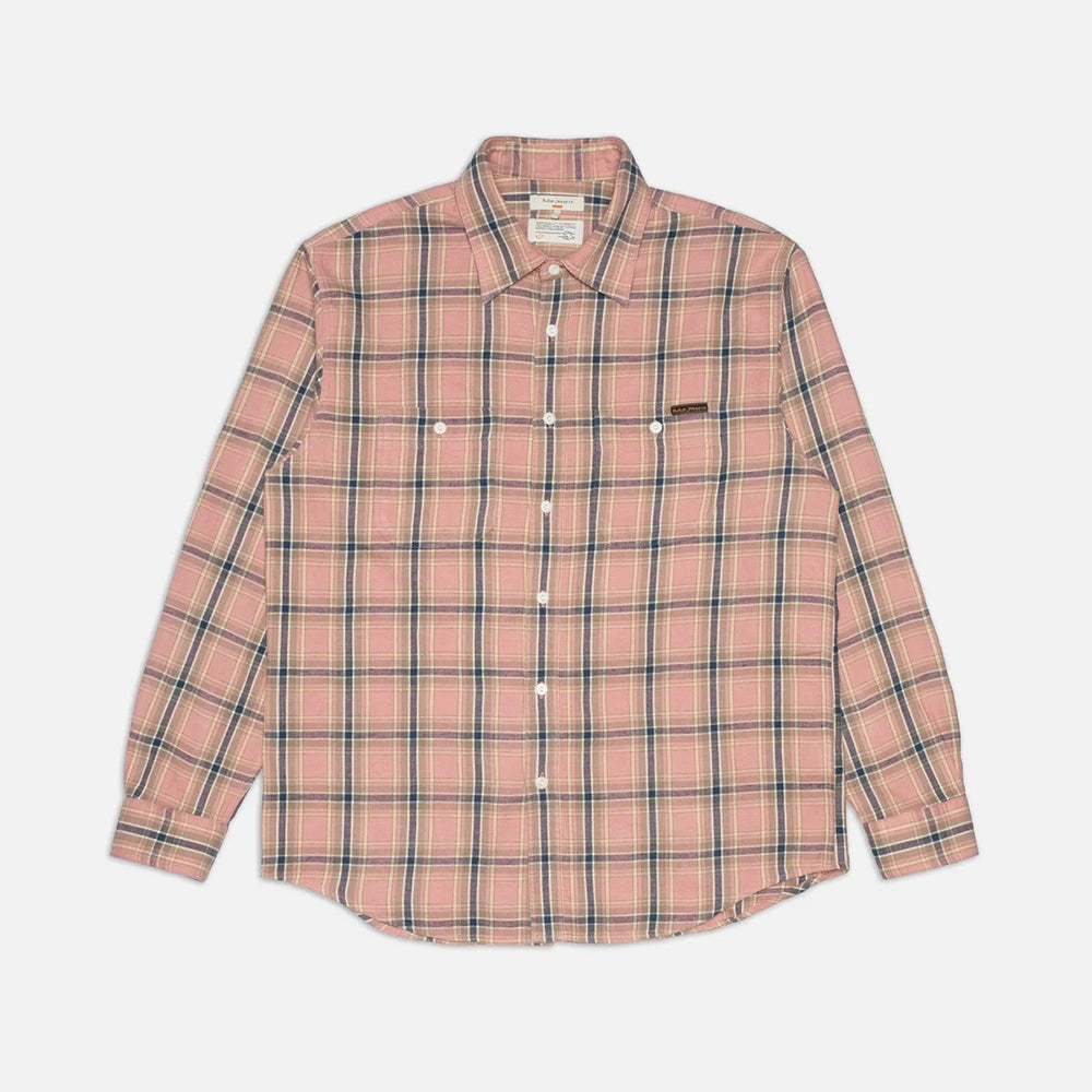 Nudie Jeans Julian Worker Checked Shirt - Pink