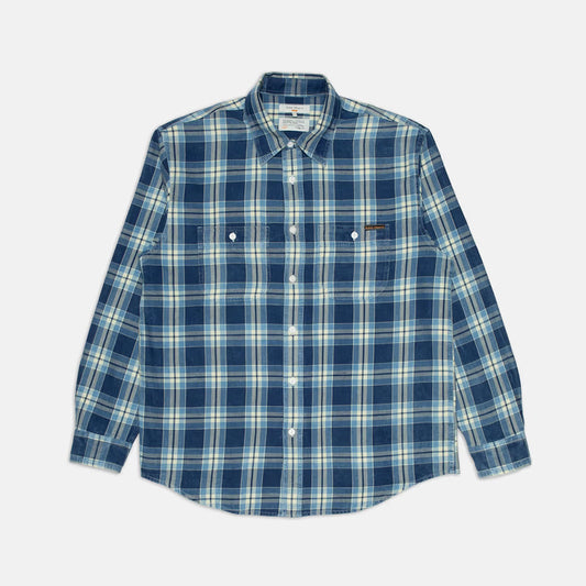 Nudie Jeans Julian Worker Checked Shirt - Indigo