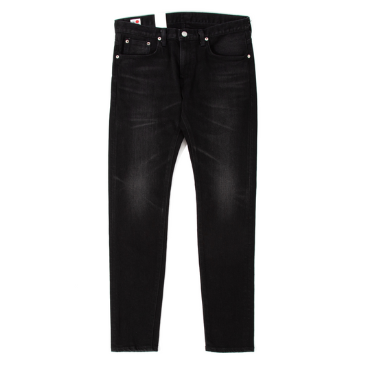 Edwin Slim Tapered Green/White Selvage Kaihara Stretch Jean - Black Black Dark Used