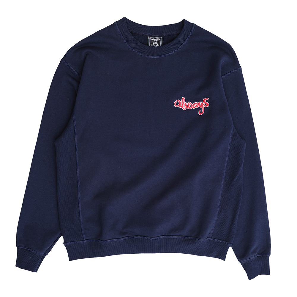 Always Do What You Should Do Zach Logo Emb. Crewneck - Navy