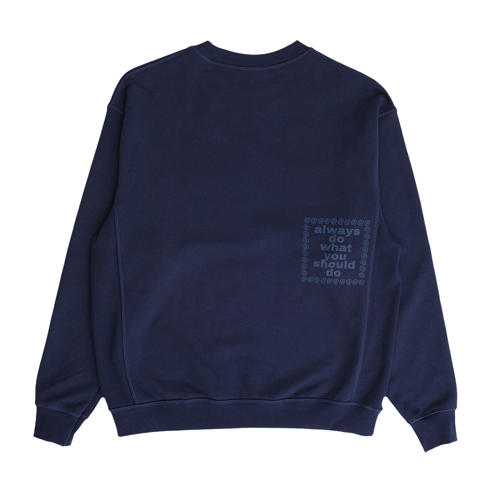 Always Do What You Should Do Zach Logo Emb. Crewneck - Navy