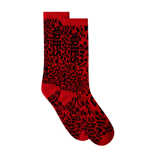 Aries Arise J'adoro Aries Leopard Sock - Red