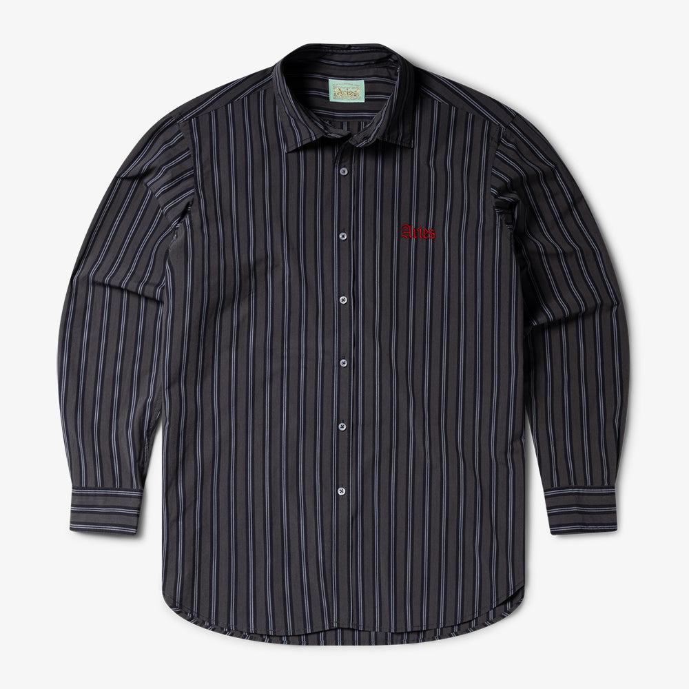 Aries Arise Grunge Stripe LS Shirt - Grey