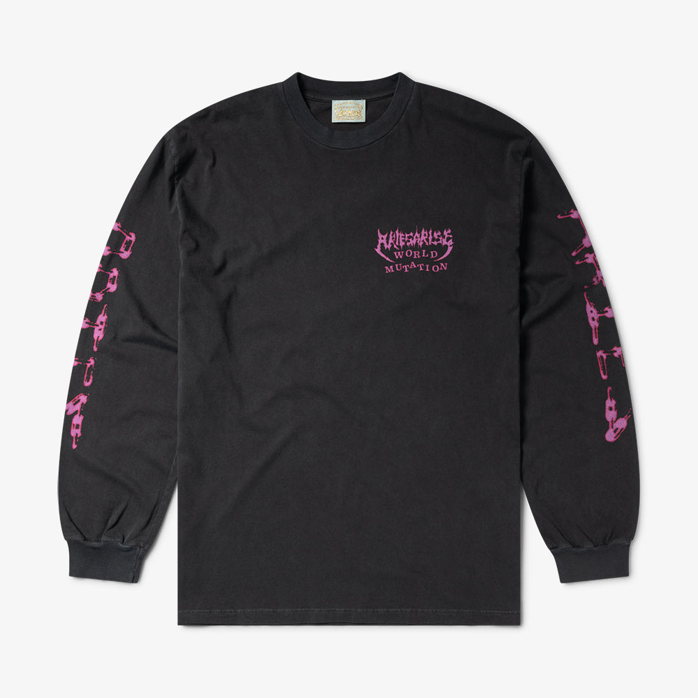 Aries Arise Faded World Mutate LS Tee - Black