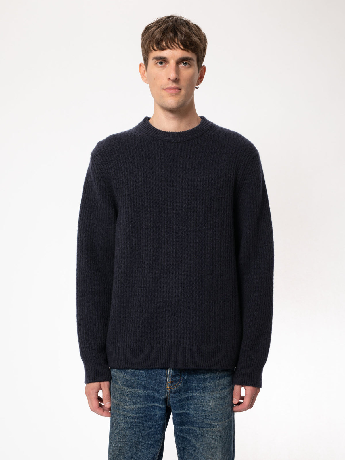 Nudie Jeans Co. August Rib Wool Knit - Navy