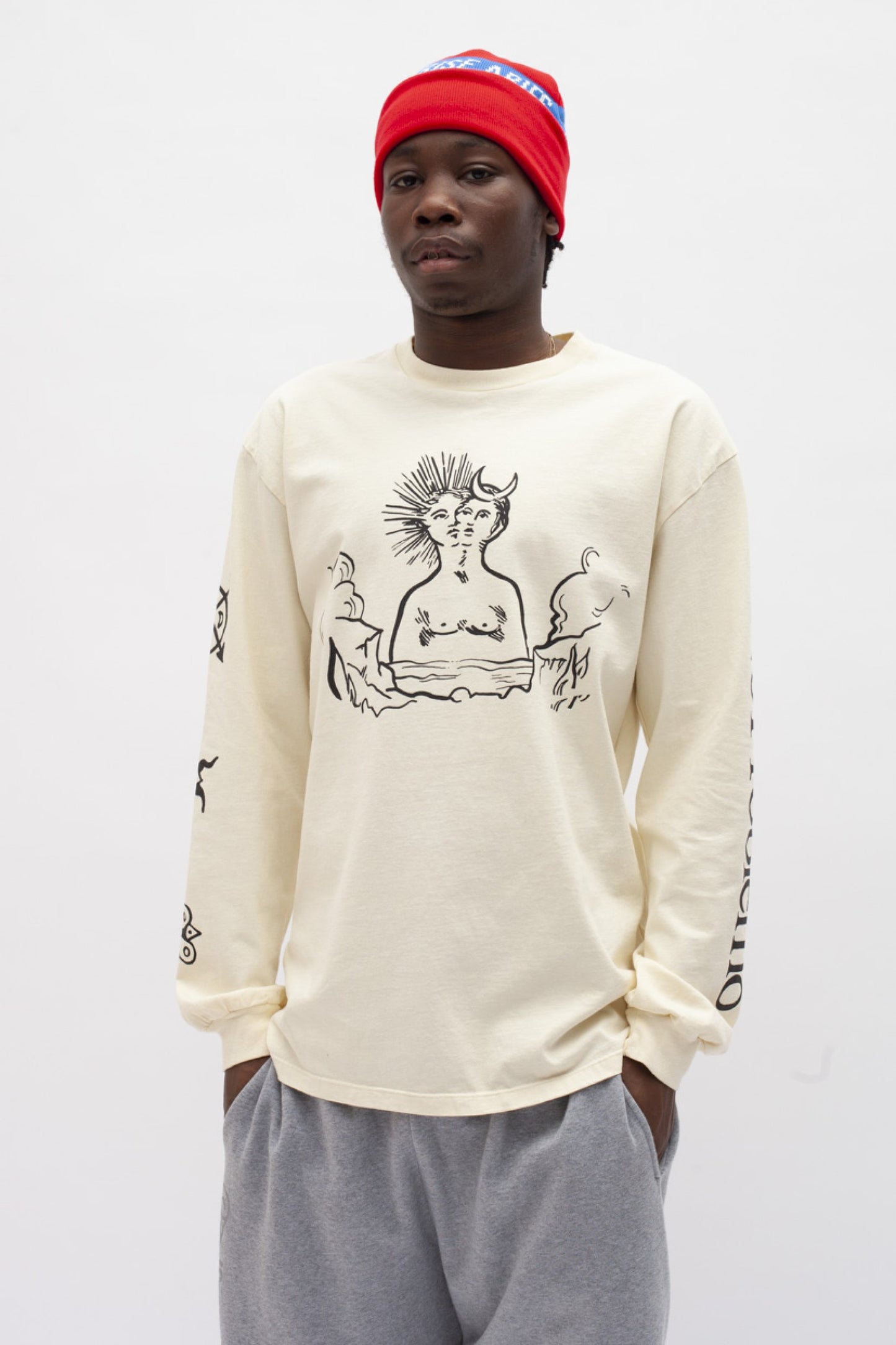 Aries Arise Sun + Moon LS T-Shirt - Alabaster