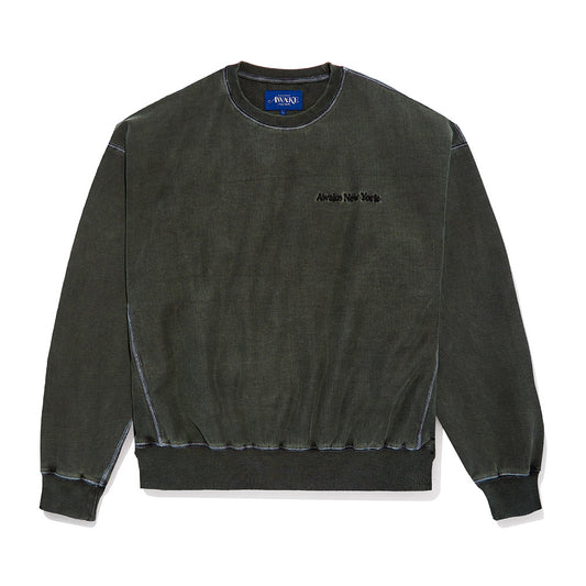 Awake NY Pigment Dyed Embroidered Sweatshirt - Moss