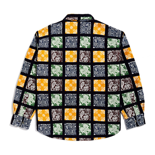 Awake NY Paisley Cord Zip Up Shirt - Black Multi