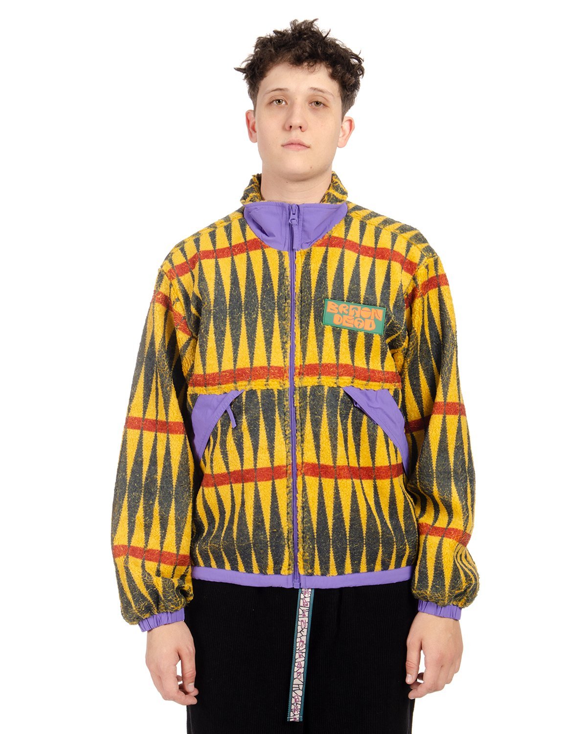 Brain Dead Configuration Printed Sherpa Jacket - Mustard
