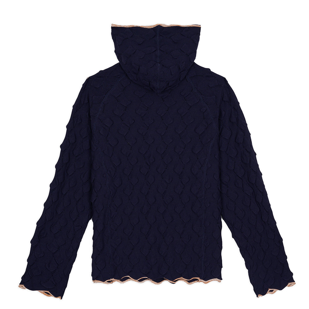 Brain Dead Bubble Knit Hoodie - Midnight Blue