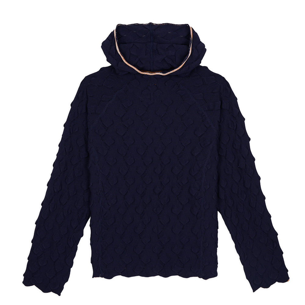 Brain Dead Bubble Knit Hoodie - Midnight Blue