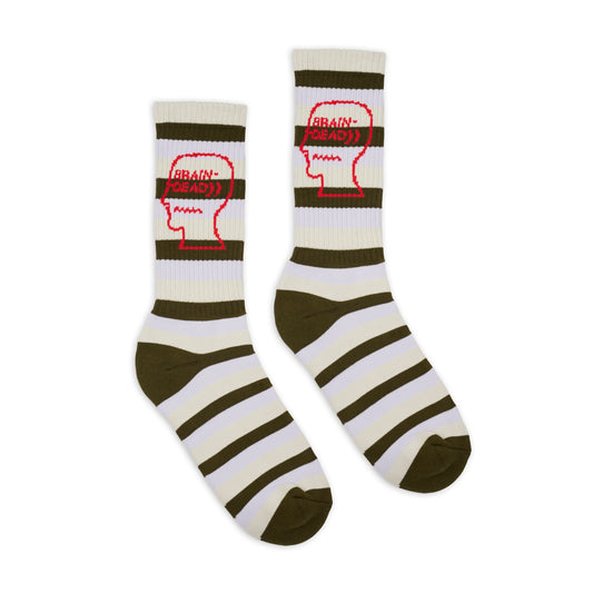 Brain Dead Striped Logo Head Sock - Cement