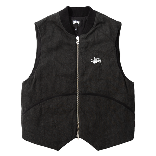 Stüssy Washed Canvas Primaloft Vest - Black