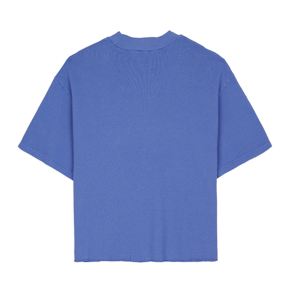Brain Dead Boxy Pique Mock Neck Tee - Blue