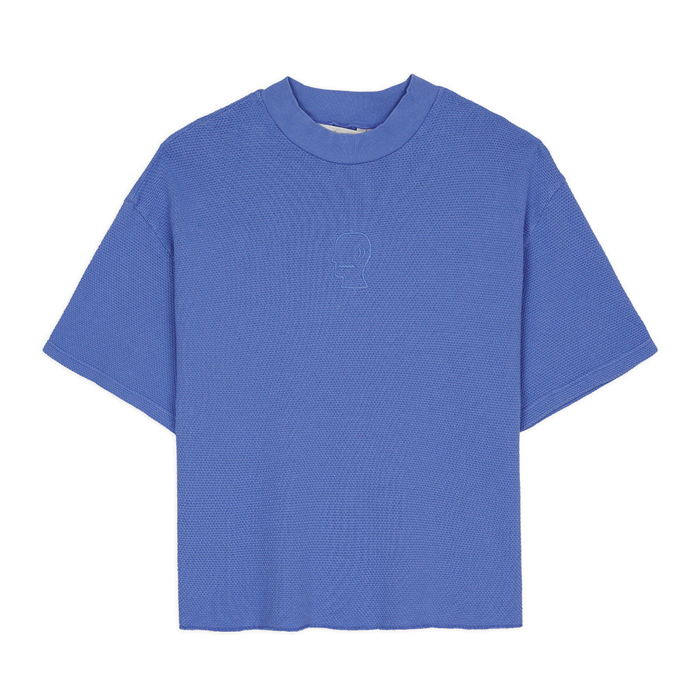 Brain Dead Boxy Pique Mock Neck Tee - Blue