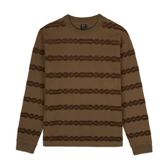 Brain Dead Braided Burnout LS T-Shirt - Brown