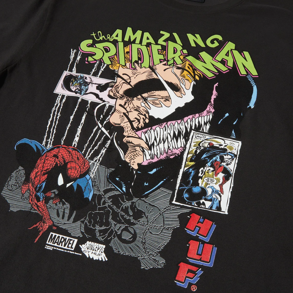 HUF x Spider-Man Brock Washed T-Shirt - Washed Black