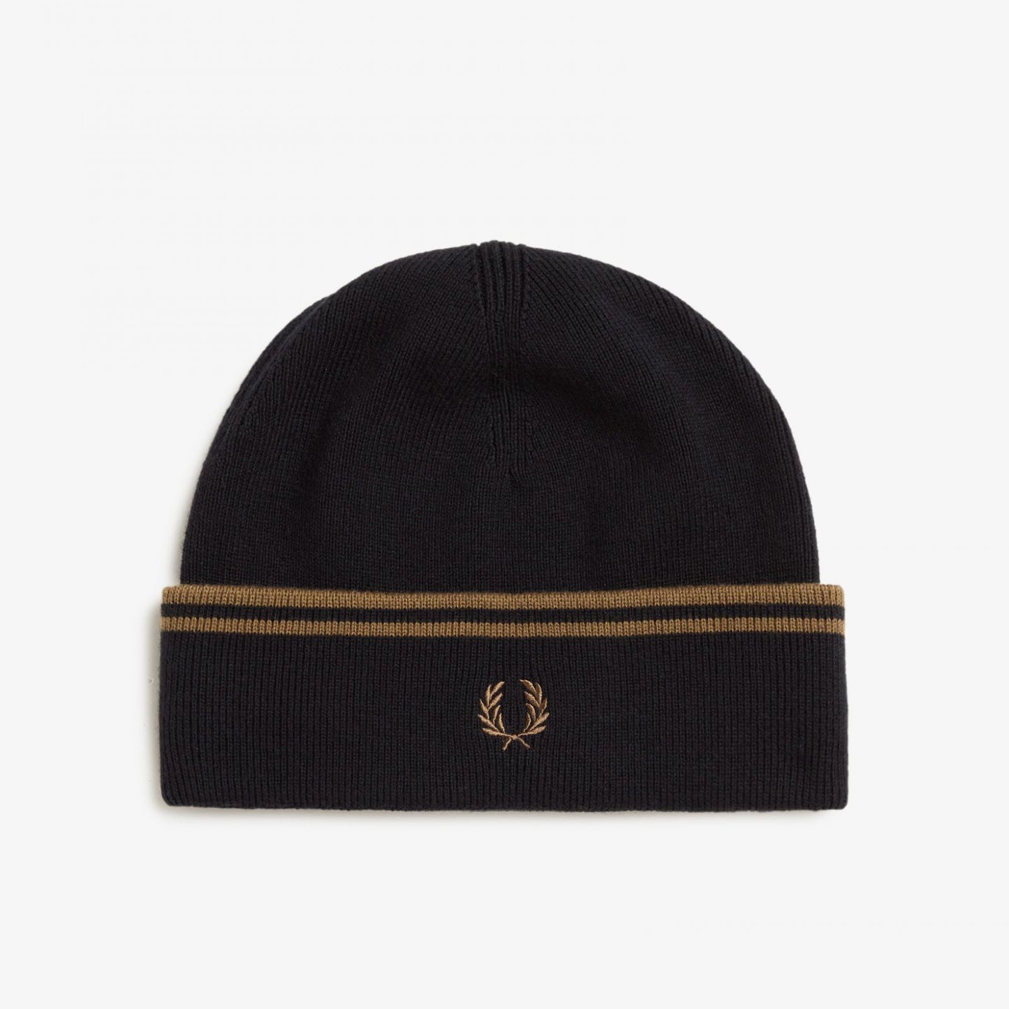 Fred Perry Twin Tipped Merino Wool Beanie - Black Shaded Stone