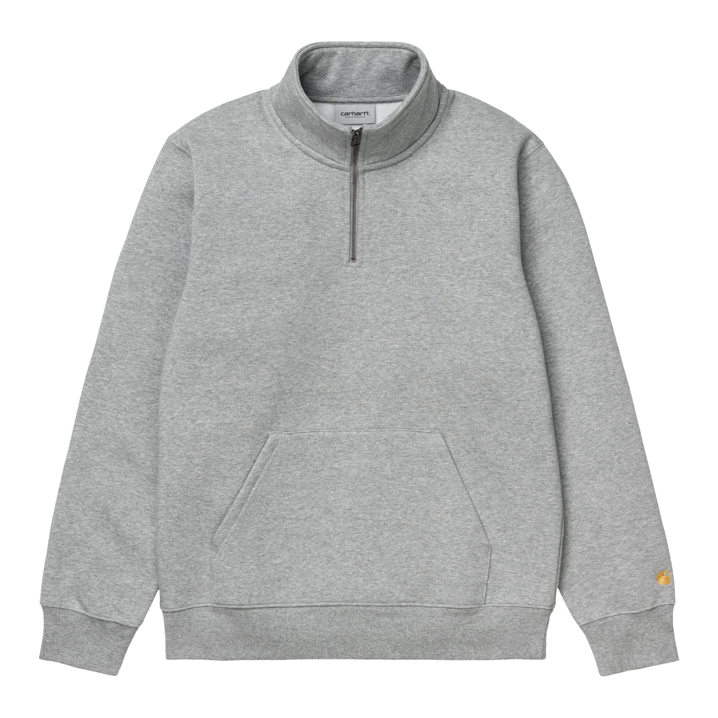 Carhartt WIP Chase Neck Zip Sweatshirt - Grey Heather Gold