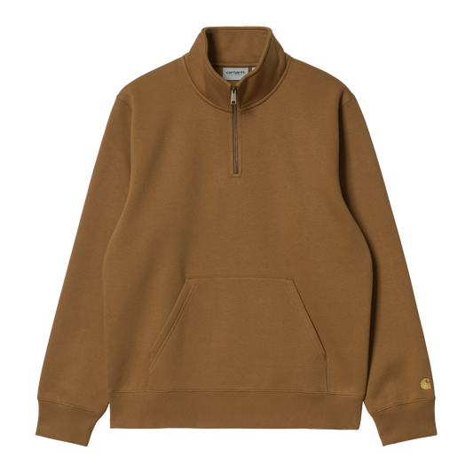 Carhartt WIP Chase Neck Zip Sweatshirt - Hamilton Brown Gold