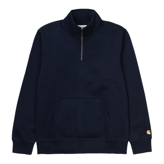 Carhartt WIP Chase Neck Zip Sweatshirt - Dark Navy Gold