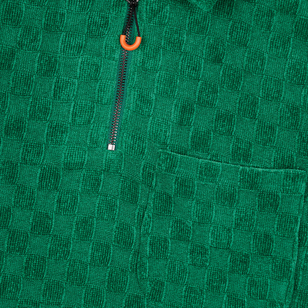 Brain Dead Chenille Check Half Zip Shirt - Green