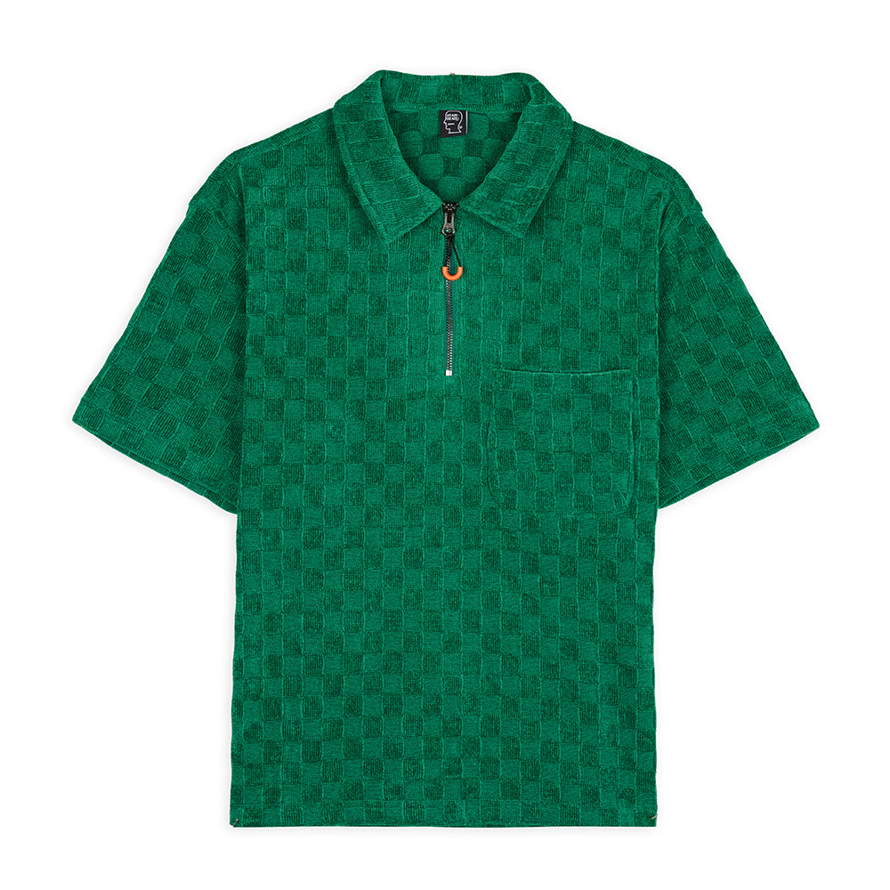 Brain Dead Chenille Check Half Zip Shirt - Green