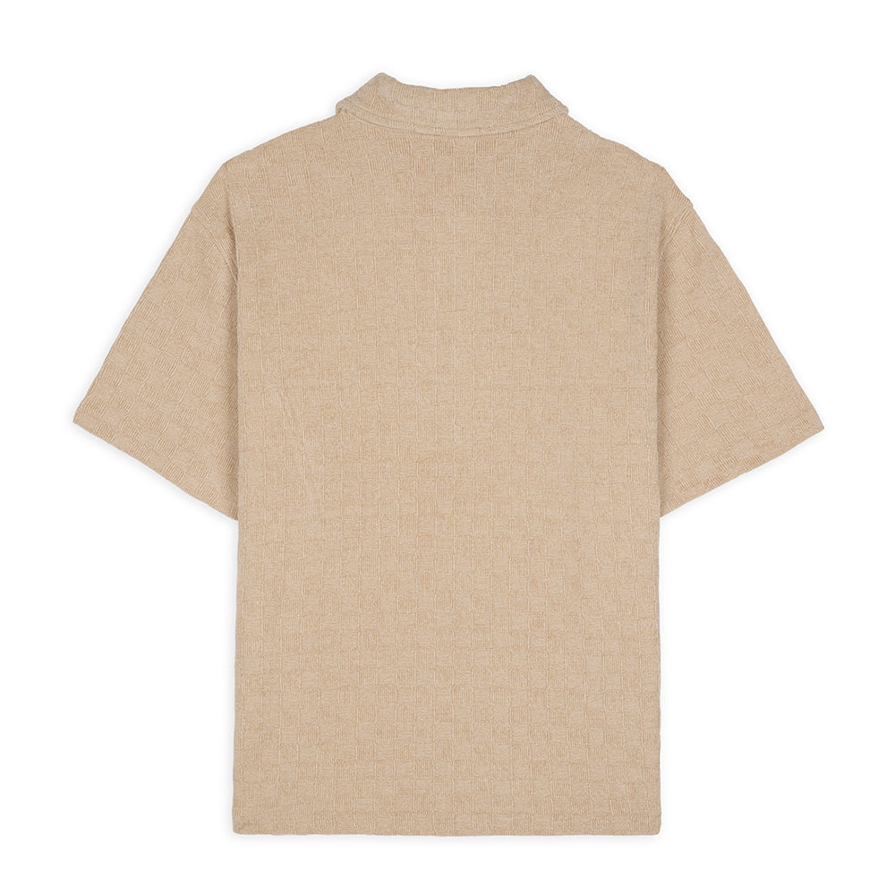 Brain Dead Chenille Check Half Zip Shirt - Sand