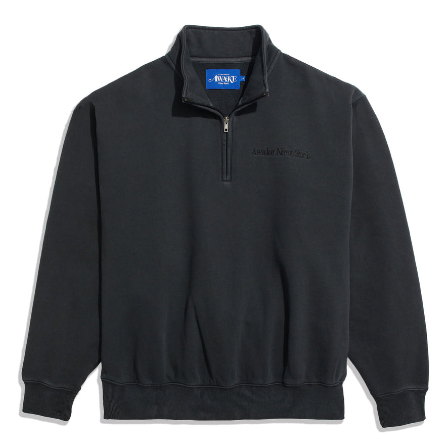 Awake NY Embroidered Logo 1/4 Zip Sweat - Black