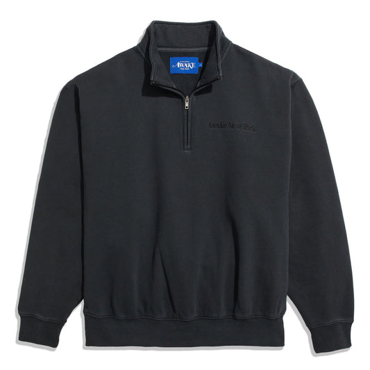 Awake NY Embroidered Logo 1/4 Zip Sweat - Black