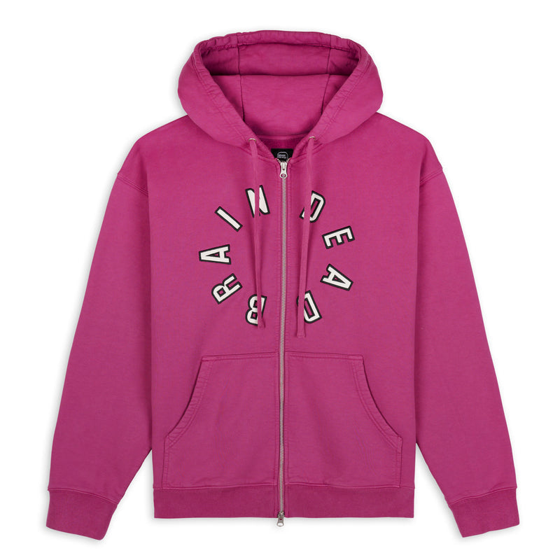 Brain Dead Collegiate Zip Up Hoodie - Fuschia