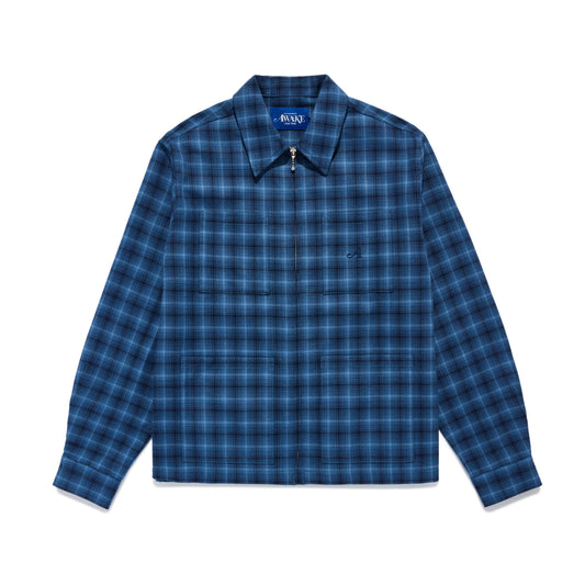 Awake NY Lightweight Plaid Shirt Jacket - Blue