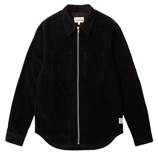 Stüssy Wide Wale Cord Zip Shirt - Black
